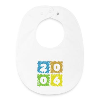 20. Geburtstag Farbige Patches since 04/2006 - Baby Organic Bib - white - Front