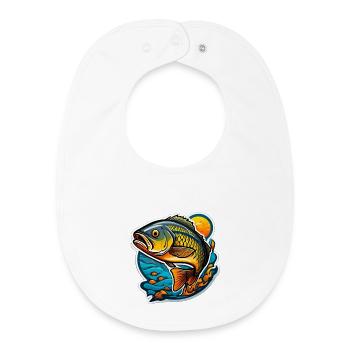 Blazing Koi on Wave and Sun - Baby Organic Bib - white - Front