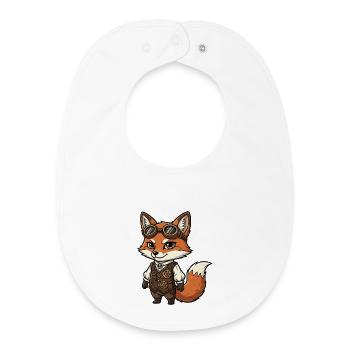 Fox Steampunk Vest Gears Cute Aviator - Baby Organic Bib - white - Front