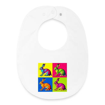 Feldhase im Pop Art Stil - Farbenfrohe Tierkunst - Baby Organic Lätzchen - Weiß - Vorne