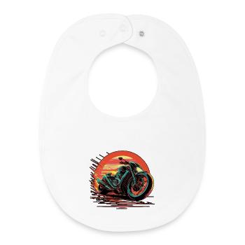 Sport moto in blue tones driving fast on a sunset - Baby Organic Bib - white - Front
