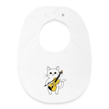 Cute Cat Playing Cello Chat - Bavoir bébé bio - blanc - Devant