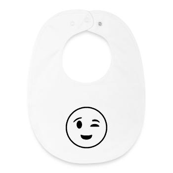 Visage heureux fermant un œil - Bavoir bébé bio - blanc - Devant