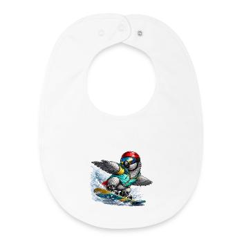 Snowboard perroquet gris d’Afrique - Bavoir bébé bio - blanc - Devant
