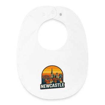 Newcastle Skyline Retro Sunset Geordie Design - Baby Organic Bib - white - Front