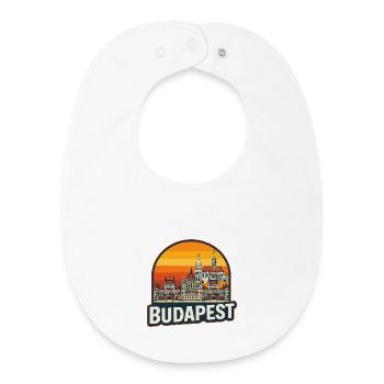 Budapest-Ungarn Retro-Sonnenuntergangs-Skyline-Design - Baby Organic Lätzchen - Weiß - Vorne