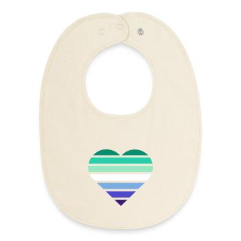 Drapeau de la fierté Cœur · Gay - Bavoir bébé bio - écru doux - Devant