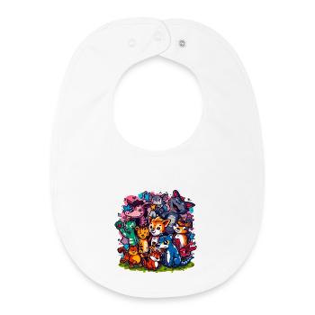 Animals Group Cartoon Colors - Baby Organic Bib - white - Front