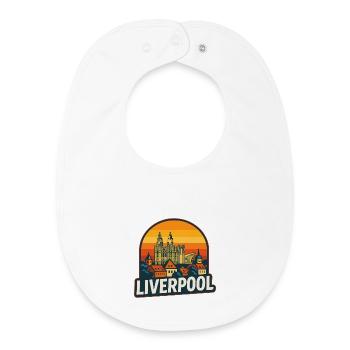 Liverpool Skyline Retro Sunset Vintage-Design - Baby Organic Lätzchen - Weiß - Vorne