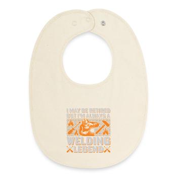 Welding Legend: Flames & Tools Welders - Baby Organic Bib - soft Ecru - Front