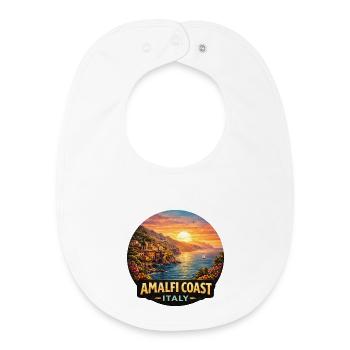 Vacances au coucher du soleil sur la côte amalfitaine, Italie - Bavoir bébé bio - blanc - Devant