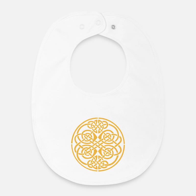 Mandala du Nœud d’Or Celtique - Bavoir bébé bio - blanc