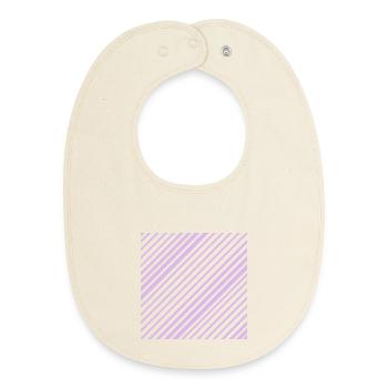 Lignes graphiques avec bandes diagonales L lilas - Bavoir bébé bio - écru doux - Devant