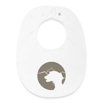 Lévrier arabe - silhouette de saluki en cercle - Bavoir bébé bio - blanc - Devant