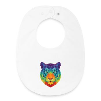 Pop Art géométrique néon bleu Tête de tigre - Bavoir bébé bio - blanc - Devant