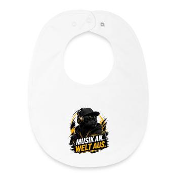 Music on - World off - Baby Organic Bib - white - Front