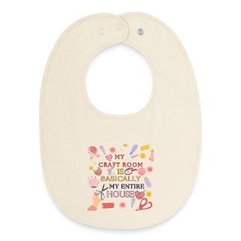 Ma salle de loisirs créatifs est ma maison - Bavoir bébé bio - écru doux - Devant