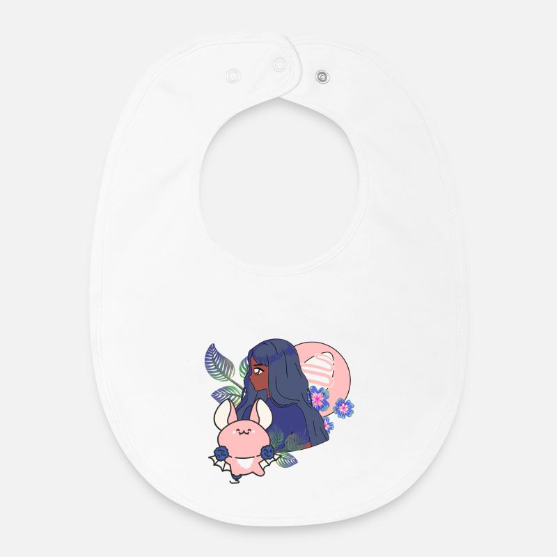 Chauve-souris Kawaii & Prothèse magique - Bavoir bébé bio - blanc