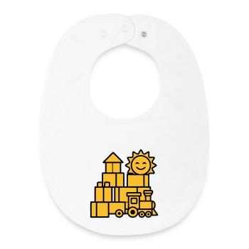 Building Blocks Railway Toys - Baby Organic Bib - white - Front
