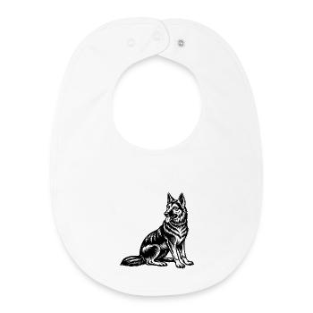 German Shepherd Sitting - Baby Organic Bib - white - Front