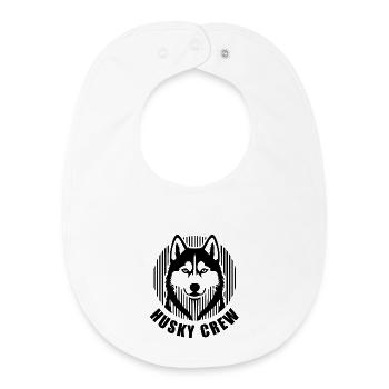 Husky Crew – Minimalist linear silhouette Hund - Baby Organic Lätzchen - Weiß - Vorne