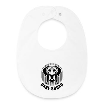 Dane Squad – Minimalist linear silhouette Hund - Baby Organic Lätzchen - Weiß - Vorne