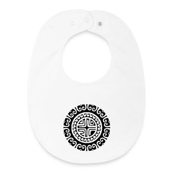 Black flower of Polynesia - Baby Organic Bib - white - Front