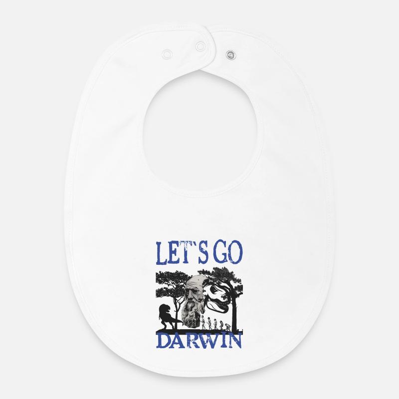 Idée cadeau textile Charles Darwin Evolution - Bavoir bébé bio - blanc