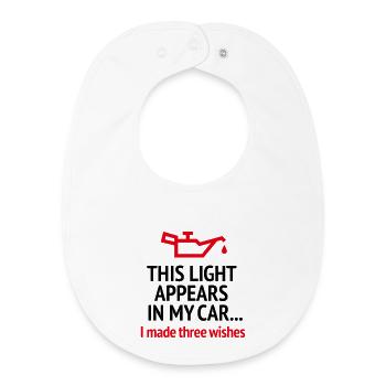 Funny Car Mechanic Saying Oil Lamp Warning Light W - Baby Organic Bib - white - Front