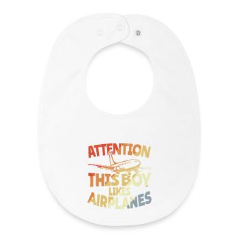 Ce garçon aime les avions - Bavoir bébé bio - blanc - Devant