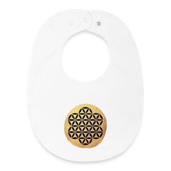 Cercle de Yoga Fleur de Vie Motif Or om Namaste - Bavoir bébé bio - blanc - Devant