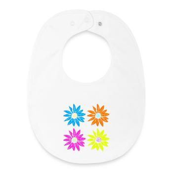Pop Art Floral Quatre Couleurs - Bavoir bébé bio - blanc - Devant