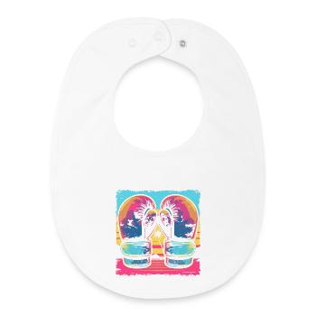 Kickboxing Cartoon Look - Baby Organic Bib - white - Front