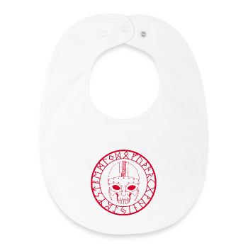 Viking Skull (Red) - Baby Organic Bib - white - Front