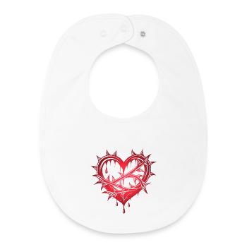 Coeur avec épines - Bavoir bébé bio - blanc - Devant