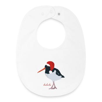 Oystercatcher with Santa hat - Baby Organic Bib - white - Front