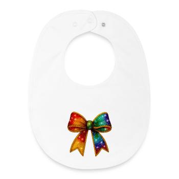 Bow | Galactic Rainbow Binding - Baby Organic Bib - white - Front