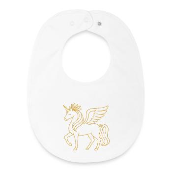 Elegant Gold Line Pegasus Unicorn Fantasy Art - Baby Organic Bib - white - Front