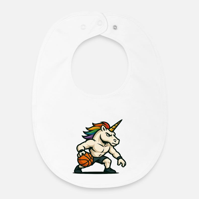 Dribbleur de licorne arc-en-ciel - Bavoir bébé bio - blanc