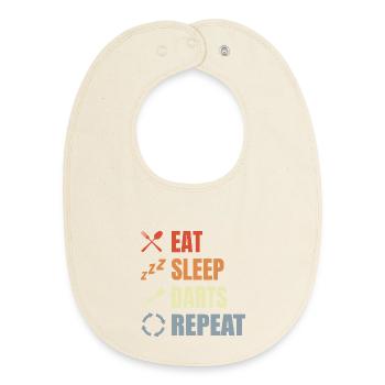 Eat Sleep Darts Repeat - Baby Organic Bib - soft Ecru - Front