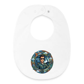 Comic Pilot in the Cockpit Sightseeing Flight - Baby Organic Bib - white - Front
