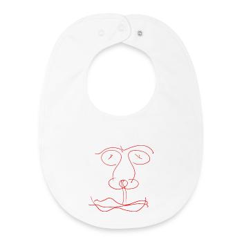 Face de ligne rouge - Bavoir bébé bio - blanc - Devant