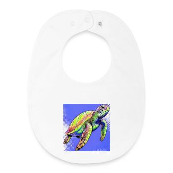 tortue - Bavoir bébé bio - blanc - Devant
