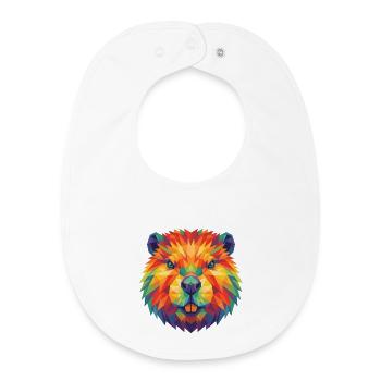 Bober Pop Art géométrique coloré à tête de castor - Bavoir bébé bio - blanc - Devant
