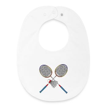 Raquette et navette de badminton - Bavoir bébé bio - blanc - Devant