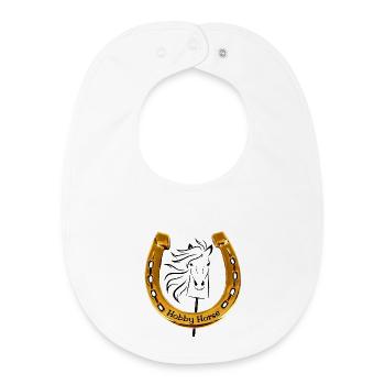 Hobby Horse Hufeisen schwarz - Baby Organic Lätzchen - Weiß - Vorne