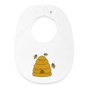 abeilles ruche miel - Bavoir bébé bio - blanc - Devant