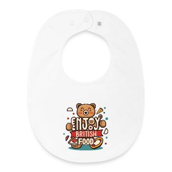Enjoy British Food - British Food Day Typography - Baby Organic Bib - white - Front