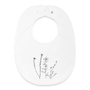 Art au trait floral - Bavoir bébé bio - blanc - Devant
