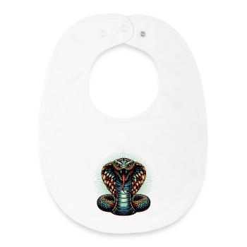 dynamic and colorful Cobra snake motif - Baby Organic Bib - white - Front